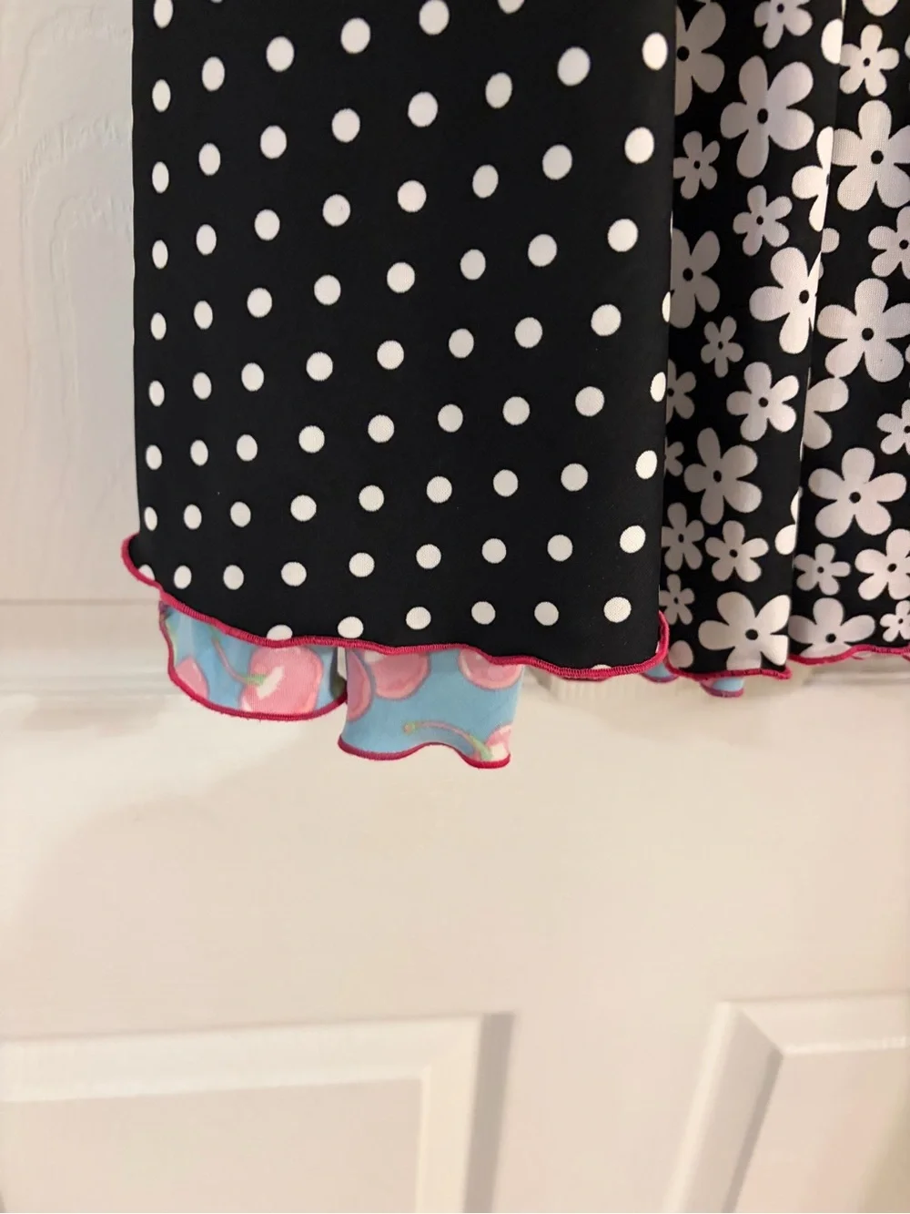 Emily West 2 in 1 reversible dress pink cherries black‎ white daisy dot girls 10
